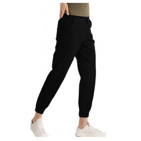 DUER DU/ER Live Lite Twill Joggers Pants Pull-On Stretch Black Women's XS x 27" - Picture 1 of 16